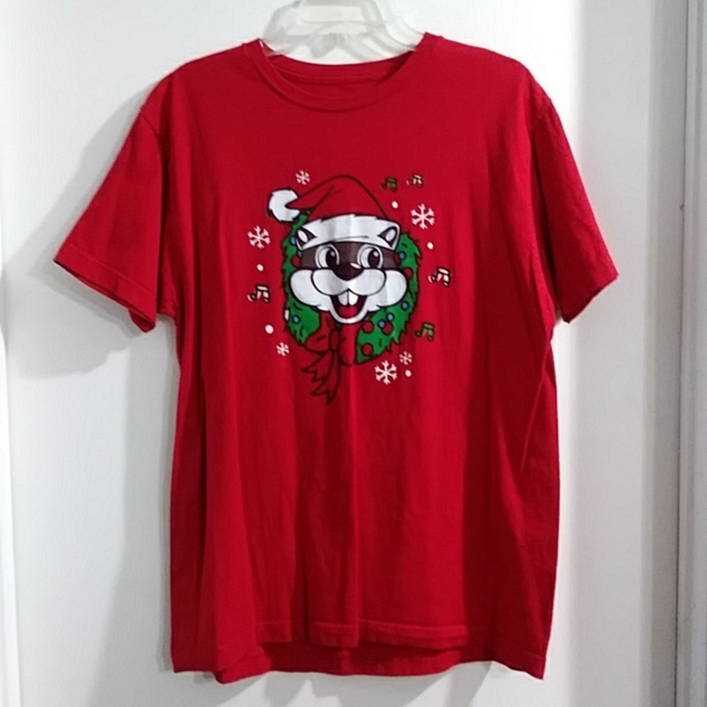 Buc-ee's Christmas Red Short Sleeve Graphic Tee Size L *EUC*
